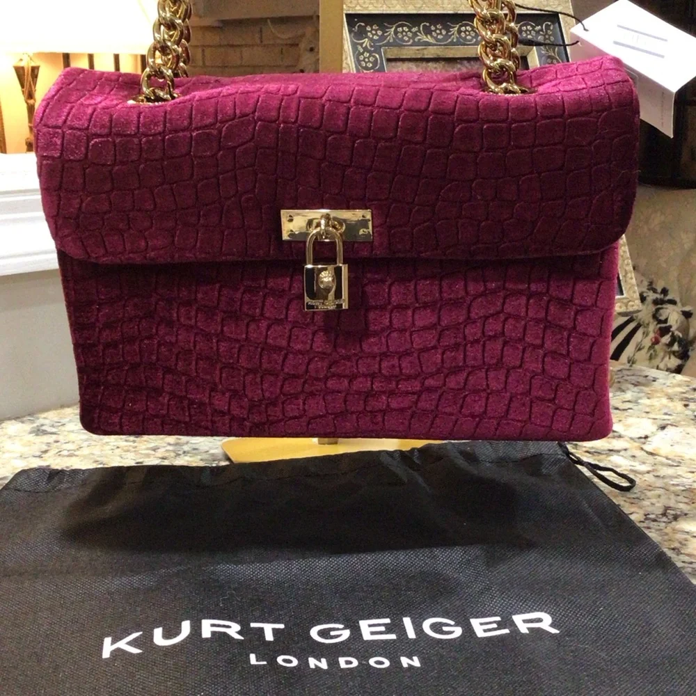 NEW Kurt Geiger Wine Velvet Brixton Bag (large)